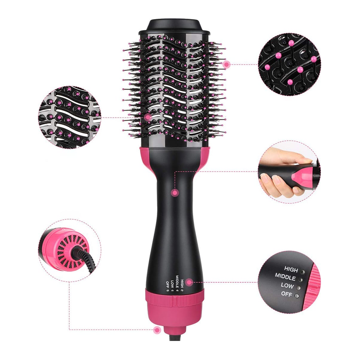 Cepillo secador efecto volumen, iones negativos anti Frizz, giratorio 360º WeBeauty — imagen 5