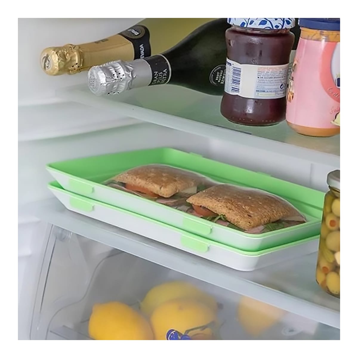 Juego 3 bandejas de envasado de alimentos apilables y reutilizables — imagen 3