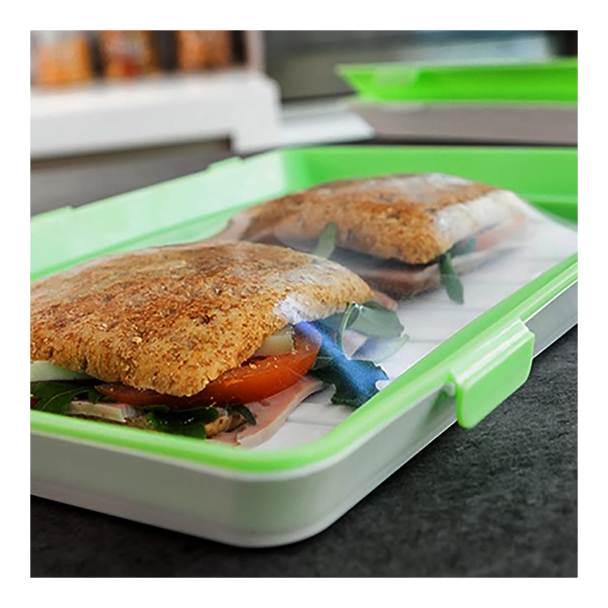 Juego 3 bandejas de envasado de alimentos apilables y reutilizables — imagen 5