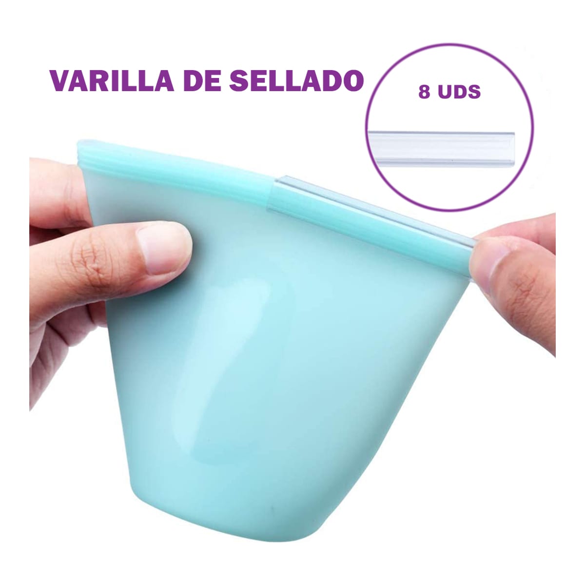 Juego 8 Bolsas de silicona reutilizables con cierre de PVC — imagen 4
