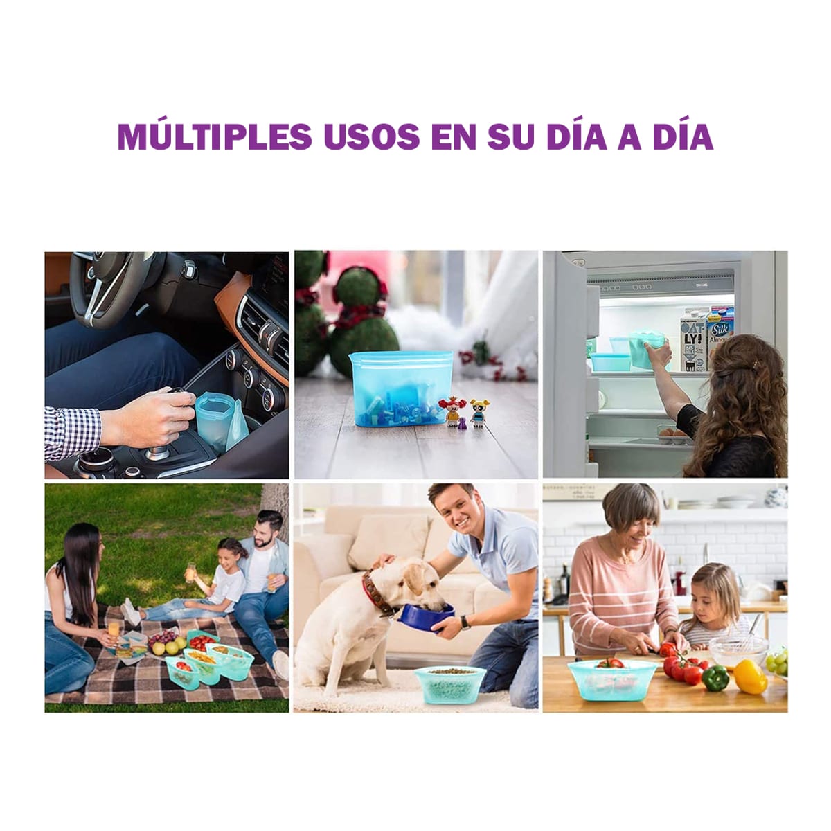 Juego 8 Bolsas de silicona reutilizables con cierre de PVC — imagen 5