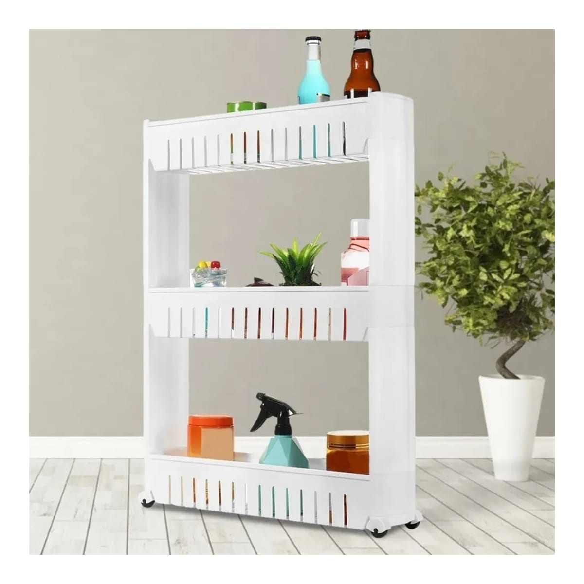 Carrito organizador con ruedas para cocina y baño en 3 alturas — imagen 5