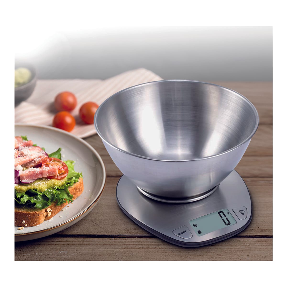 Báscula electrónica de bol de peso y volumen en acero inox